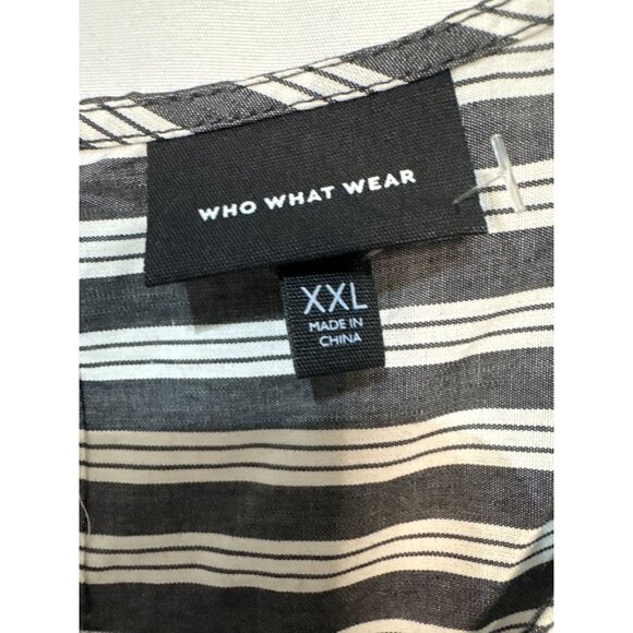 Black & White Striped Ruffle Sleeve Blouse XXL Who What Wear - Picture 4 of 6